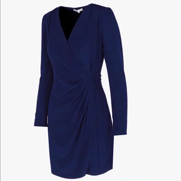Maje | Dark Blue Faux Wrap Dress NWT - Picture 4 of 13
